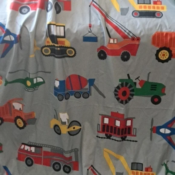 KIDS CONSTRUCTION VEHICLES lined SINGLE curtain panel 42X84 tonka toys digger - Picture 7 of 8